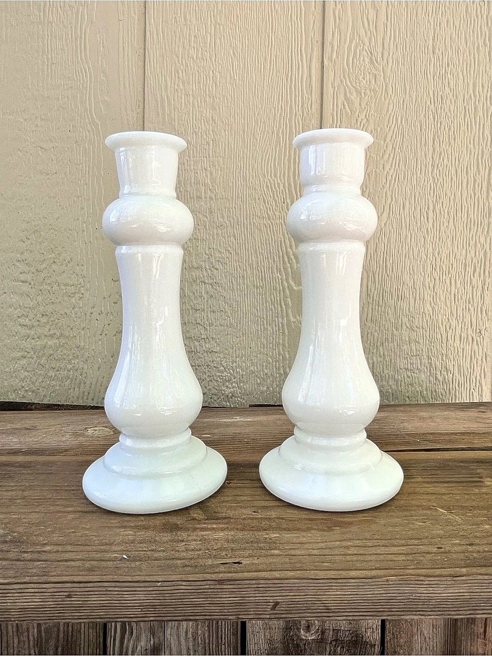E O Brody Milk Glass bud vase/candlestick